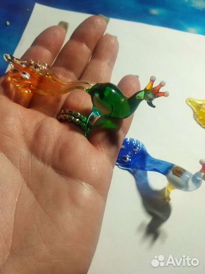 Стеклянные фигурки,фигурки из стекла, птицы
