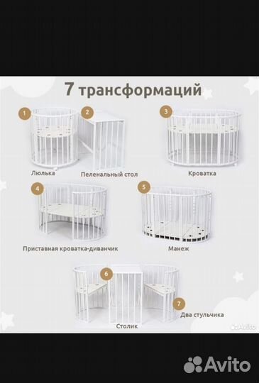 Детская кроватка в 7в1
