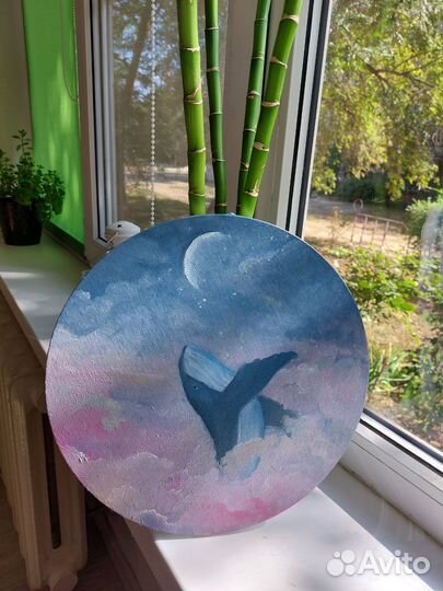 Картина маслом. Кит. Небеса