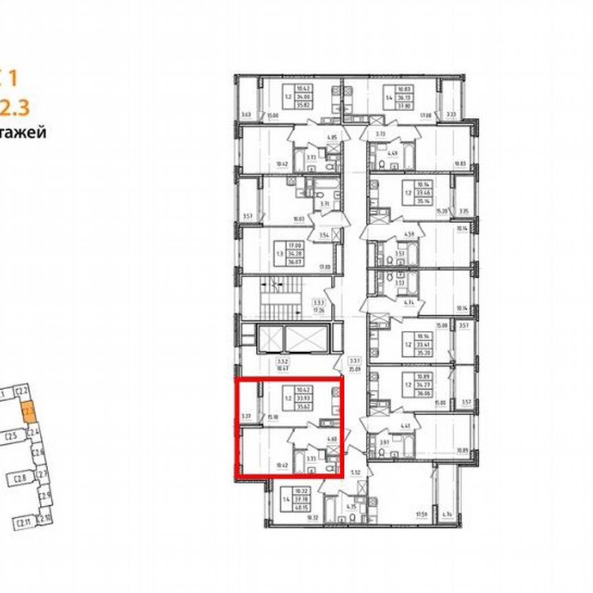 1-к. квартира, 34 м², 3/9 эт.