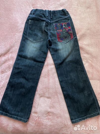 Джинсы для мальчика 9-10 лет с утяжкой на поясе