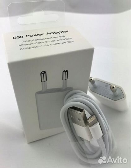 Зарядка 1A с USB выходом (+кабель Apple Lightning)