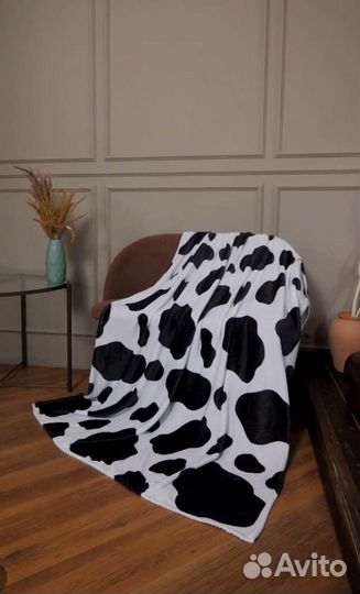 Новый плед покрывало 150х200 принт корова, яичница