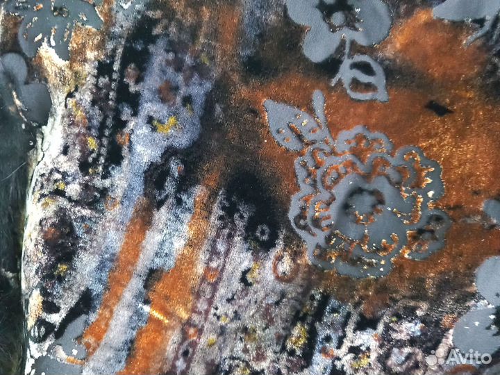 Шарф-палантин пан-бархат с натуральным мехом