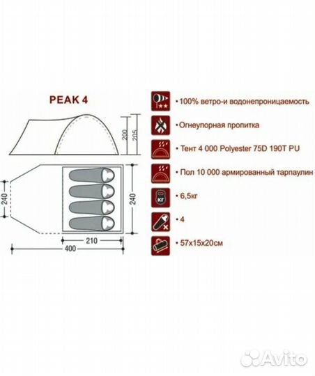 Палатка Indiana peak 4 быстрым торг