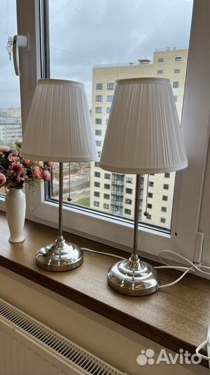 Лампа настольная икеа орстид никель 2шт