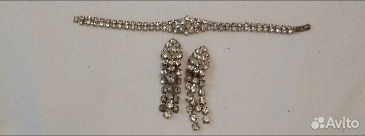 Брошь балерина новая,клипсы, браслет винтаж Чехия