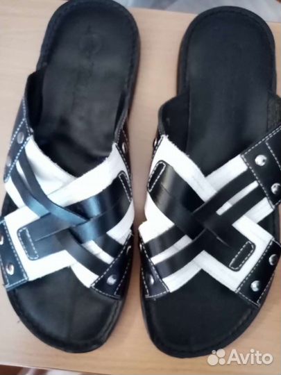 Мужские кожаные шлепанцы