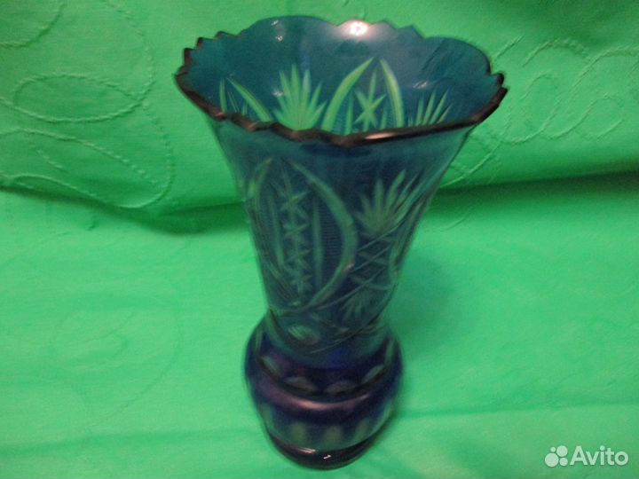 Ваза кобальт синее стекло СССР