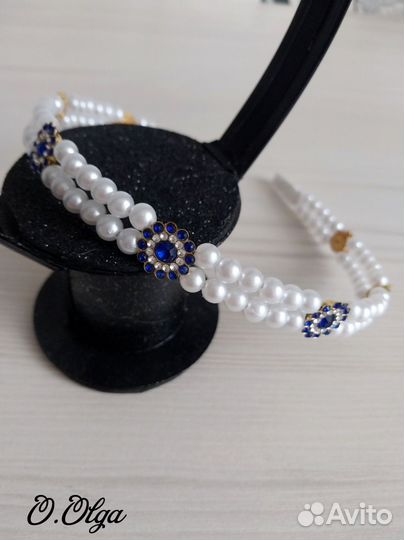 Ободок жемчужный ручной работы