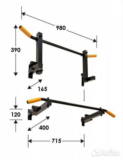 Турник складной (крепеж к стене)
