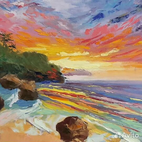 Картина маслом на холсте пейзаж море