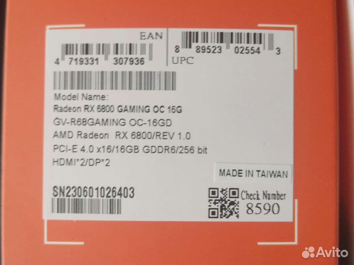 Gigabyte Rx 6800 16gb новая на гарантии