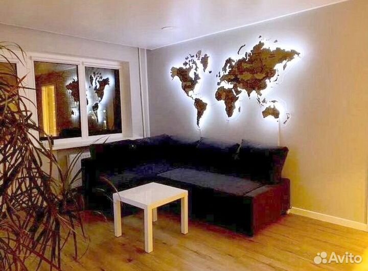 Декоративная карта Мира с подсветкой