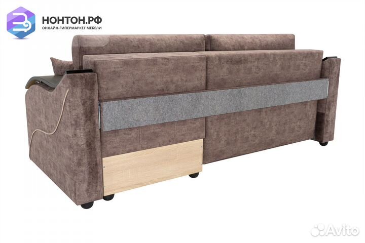 Диван угловой тик-так Милан коричневый / бежевый