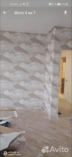 Поклейка обоев покраска стен и поталков#