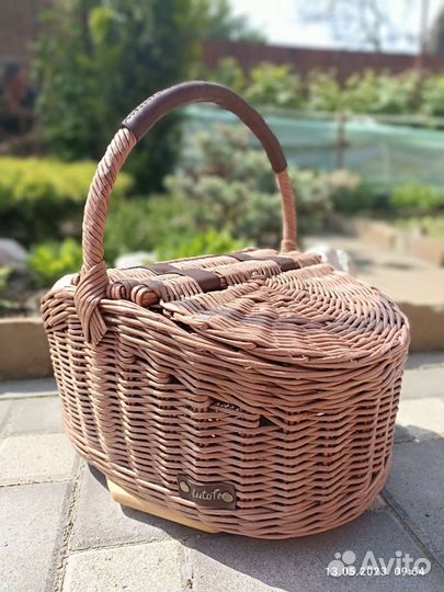 Корзина для пикника плетеная из бумажной лозы