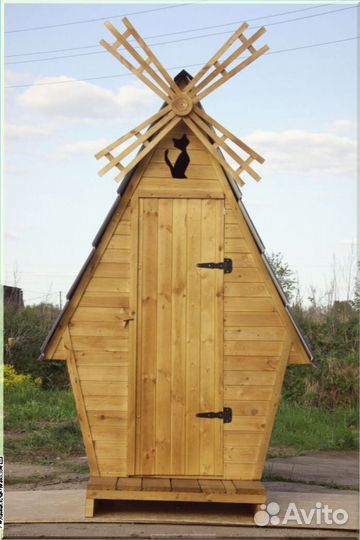 Дачный туалет деревянный прямоугольник GBL
