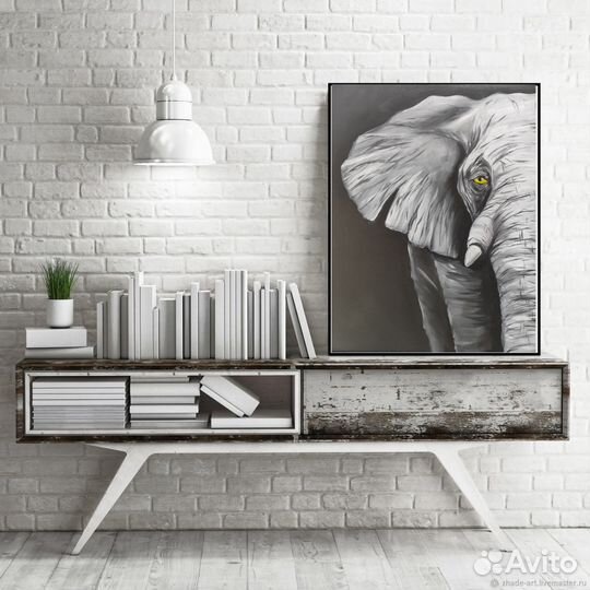 Картина маслом Слон на холсте 40х50