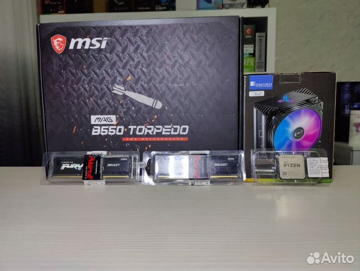 Комплект Ryzen 5 4600g+b550+32gb ddr4+кулер