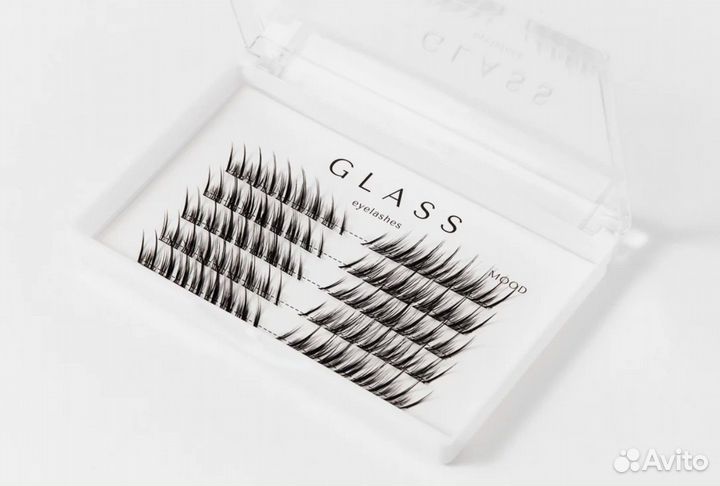 Glass eyelashes eyelashes mood 9-13 mm mix+клей