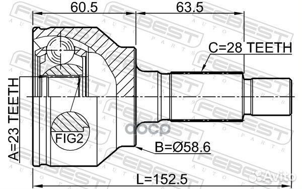 ШРУС наружный 23X58.6X28 mazda 3 BL 08- 0510BLA