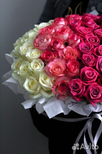 Цветы с доставкой, Розы в шляпной коробке