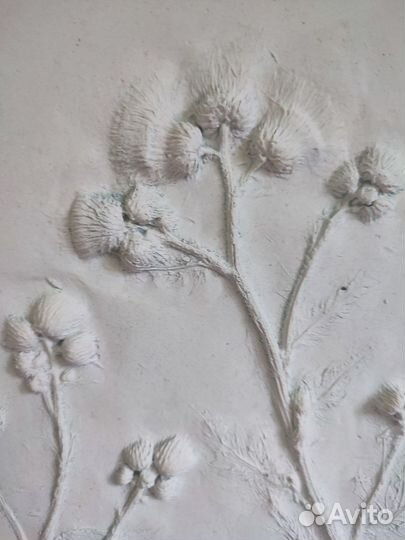 Ботанический барельеф гипсовый полевые травы