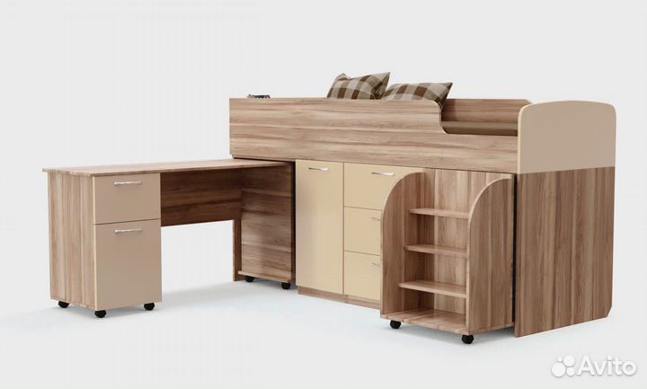 Детская кровать чердак с выдвижным столом