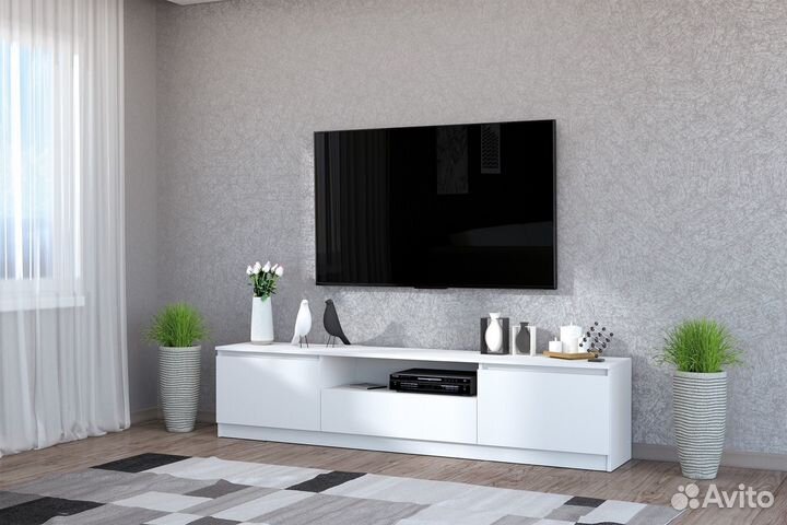 Современная тумба тв белая