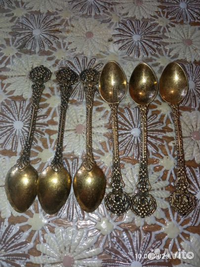 Серебряные чайные ложки позолота СССР