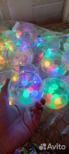 Гирлянда штора занавес - шары в ретро стиле 3х1м