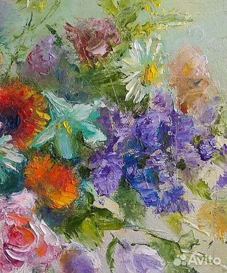 Картина маслом. Букет цветов