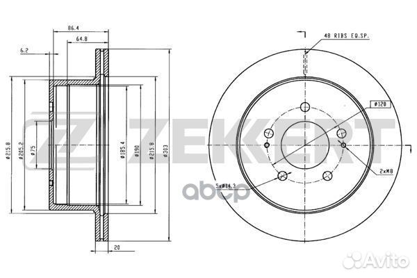 Диск торм. зад. Hyundai H-1 97- bs-5409 Zekkert