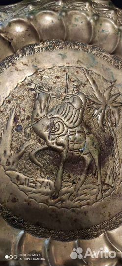 Тарелка панно, латунь, 60-е гг, ручная работа