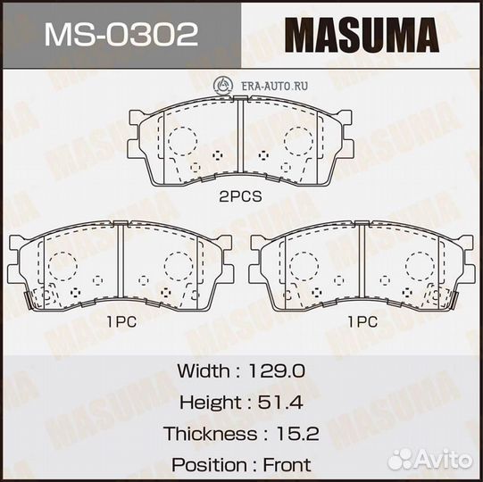 Masuma MS-0302 Колодки торм.пер