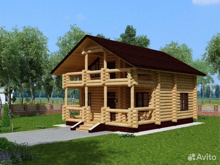 Сруб дома из бревна