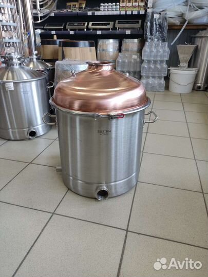 Куб кастрюля люкс 50л 40х40 с медной крышкой 4