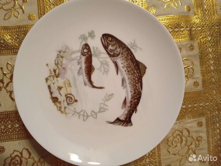 Набор тарелок,Рыбы,ГДР,Kahla