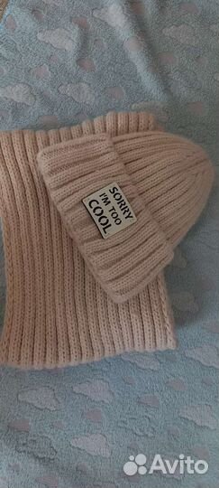 Комплект шапка и снуд зимний