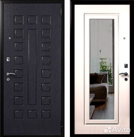 Теплые входные двери с зеркалом. Установка Оруб