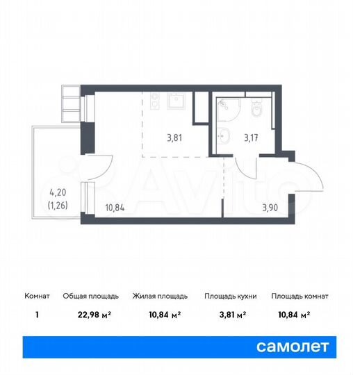 Квартира-студия, 23 м², 9/10 эт.
