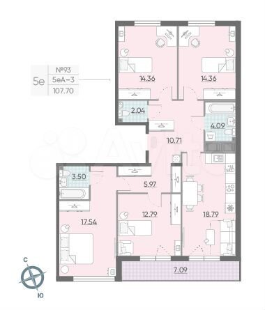 4-к. квартира, 107,5 м², 13/14 эт.