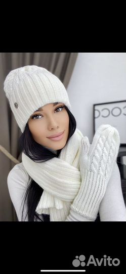 Зимний комплект шапка+шарф+варежки