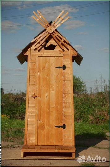Дачный туалет деревянный прямоугольник GML