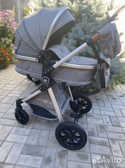 Коляска Люксмам v9 2 в1 и 3 в1 (светло серая )