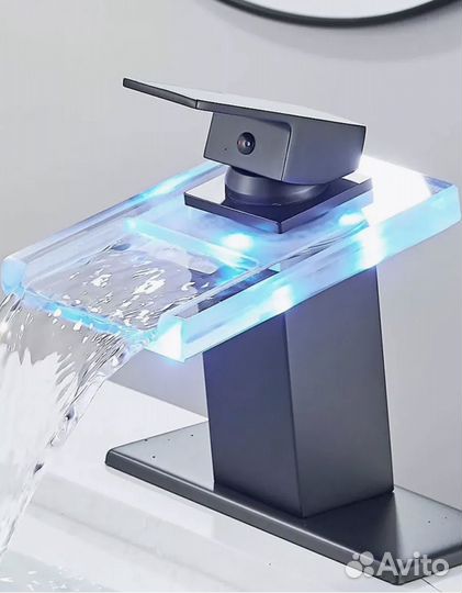 Смеситель для раковины светодиодный кран Водопад