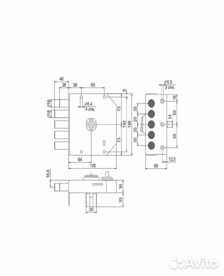 Замок дверной накладной