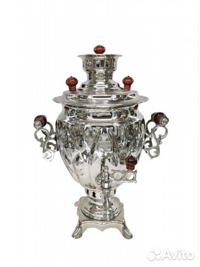 Самовар на дровах новый никелированный 3литра люкс