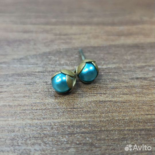 Советские Серьги Голубые Цветы Бутоны СССР Ретро